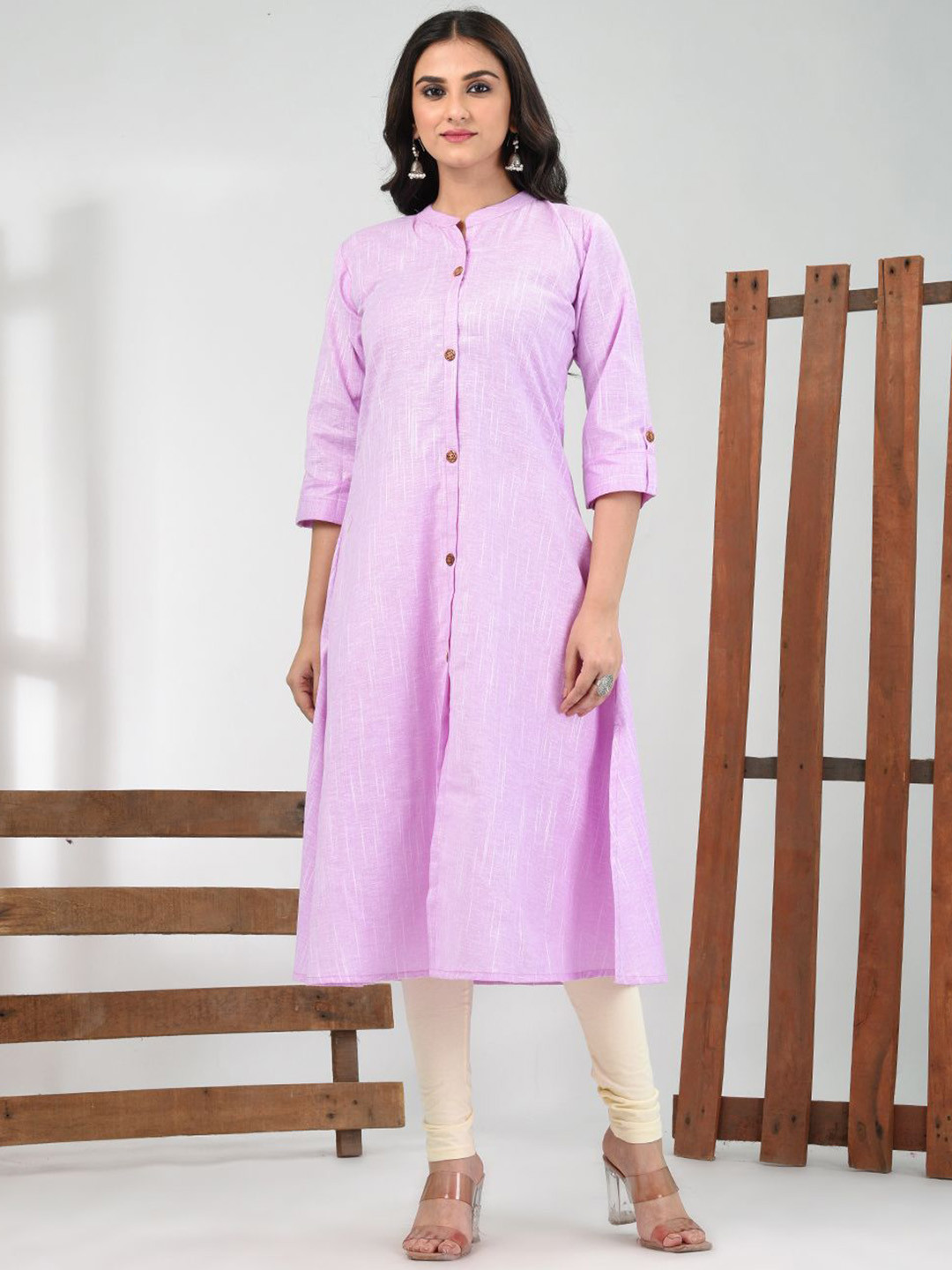 Charukriti Abstract Printed Mandarin Collar Cotton A-Line Kurta