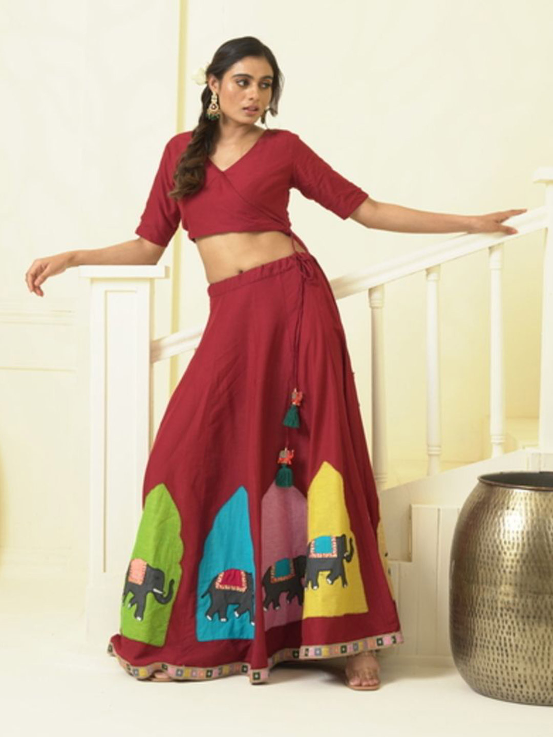 HOUSE OF MAITHILI Animal Printed V Neck Lehenga Choli