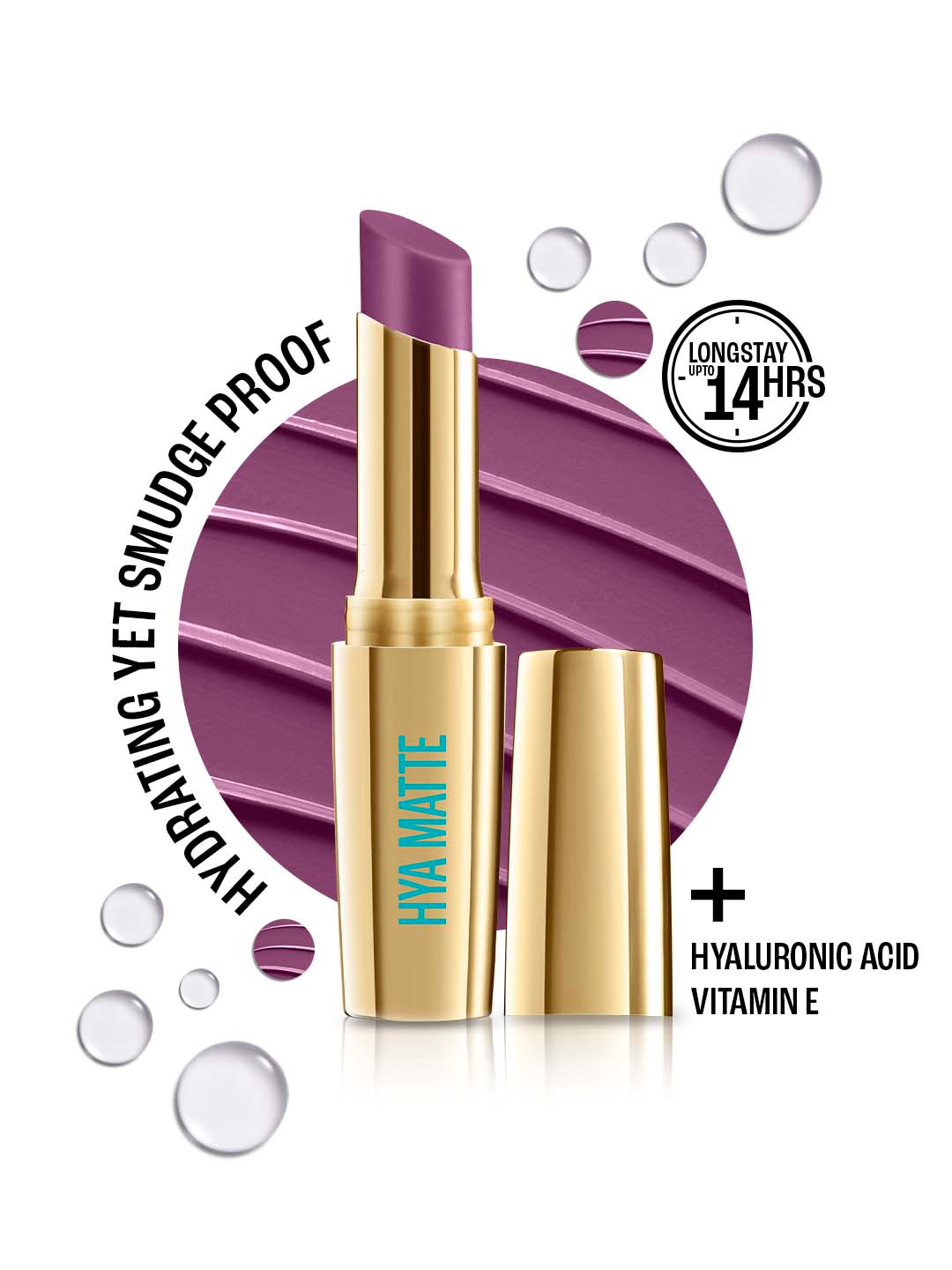 Lakme 9to5 Hya Matte Hydrating Smudgeproof Lipstick Lasts 14Hr 3.6g - Grape Goals PM5