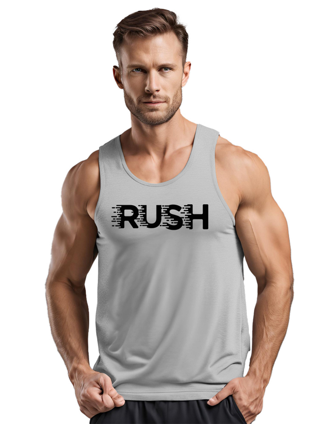 3Colors Printed Gym Innerwear Vests VEST-NCUT-RUSH-GREY_M
