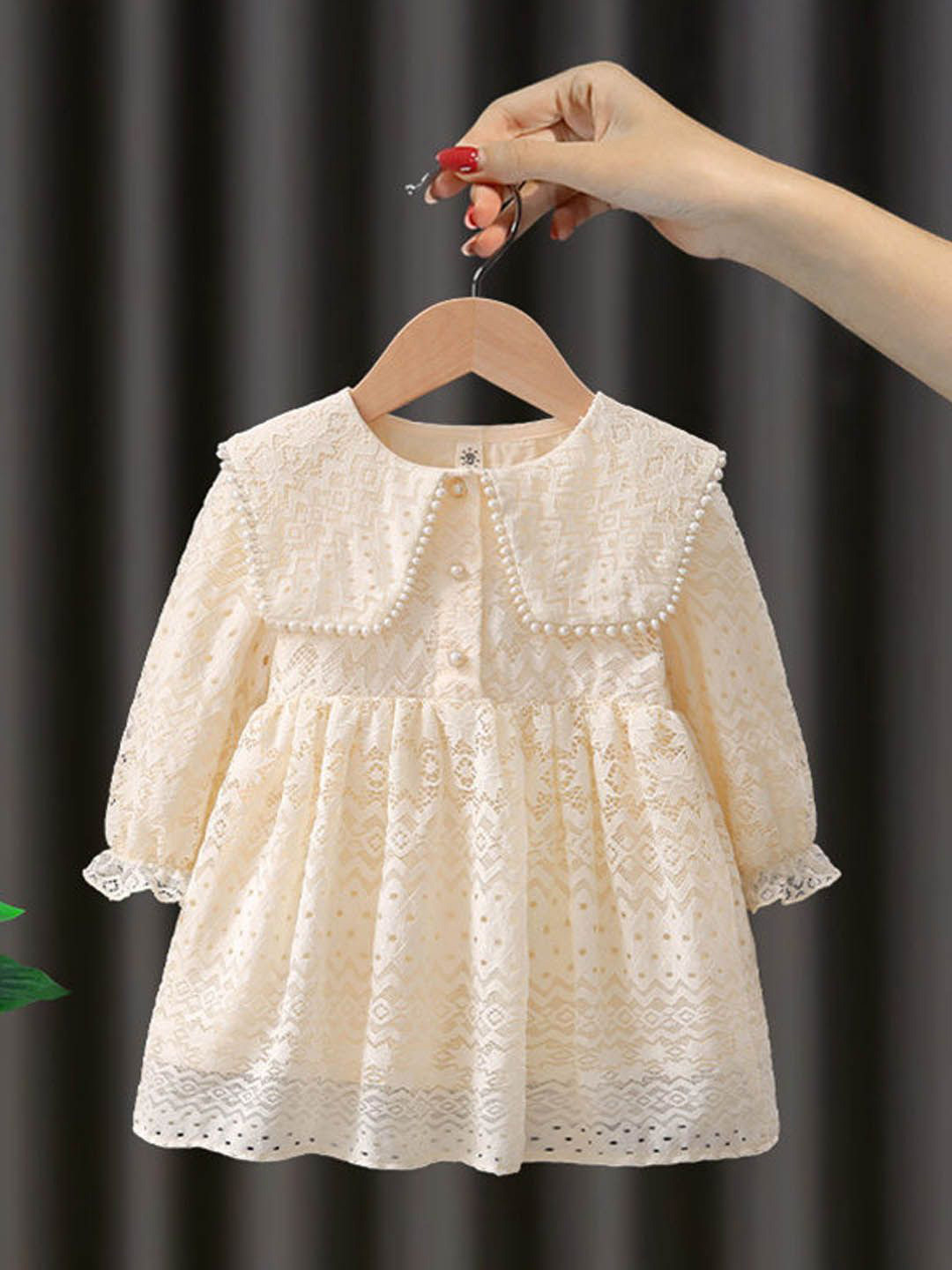 Xsole Girls Self Design Fit and Flare Midi Dress