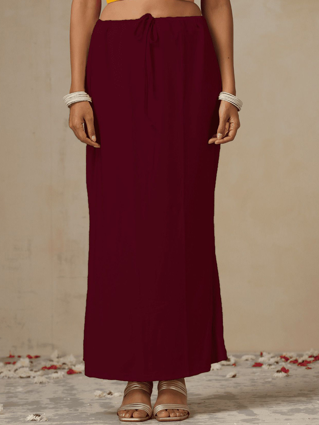 Swtantra Stretchy Women Wine Knit Petticoat With Drawstring