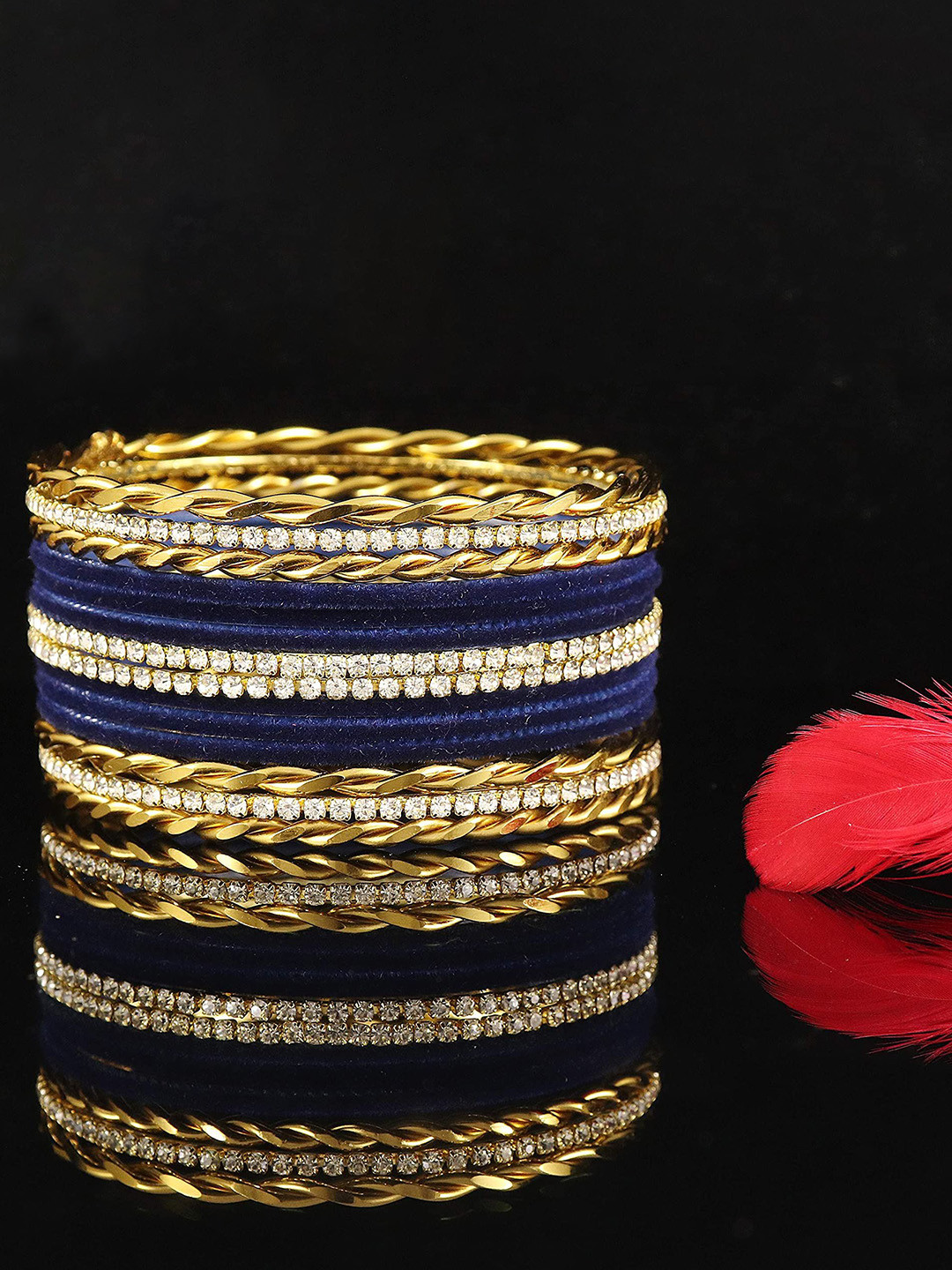 ZULKA Set Of 28 Cubic Zirconia Stones Studded Bangles
