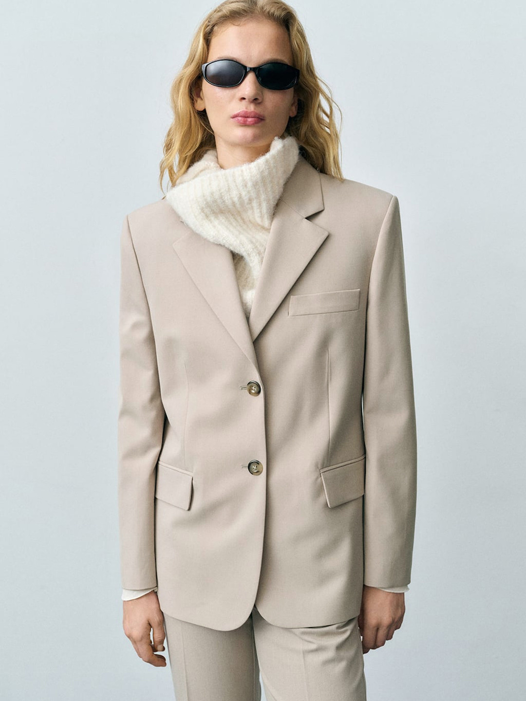 MANGO Straight Fit Single-Breasted Smart Casual Blazer