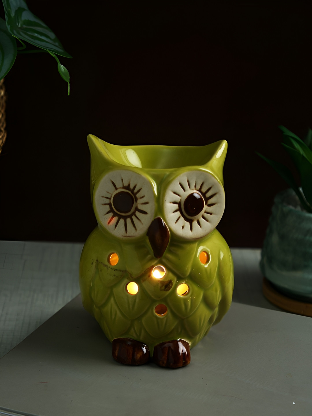 TAYHAA Green & Brown Textured Ceramic Aroma OilDiffusers