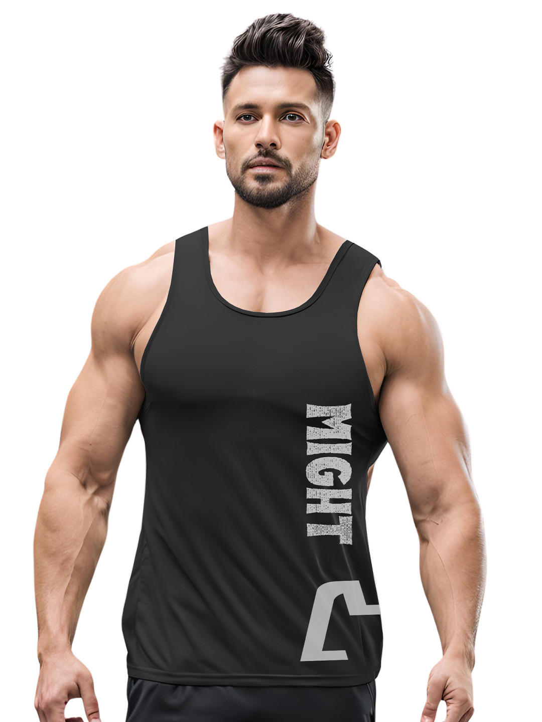 3Colors Printed InnerwearVests VEST-NCUT-MIGHT-BLK_M