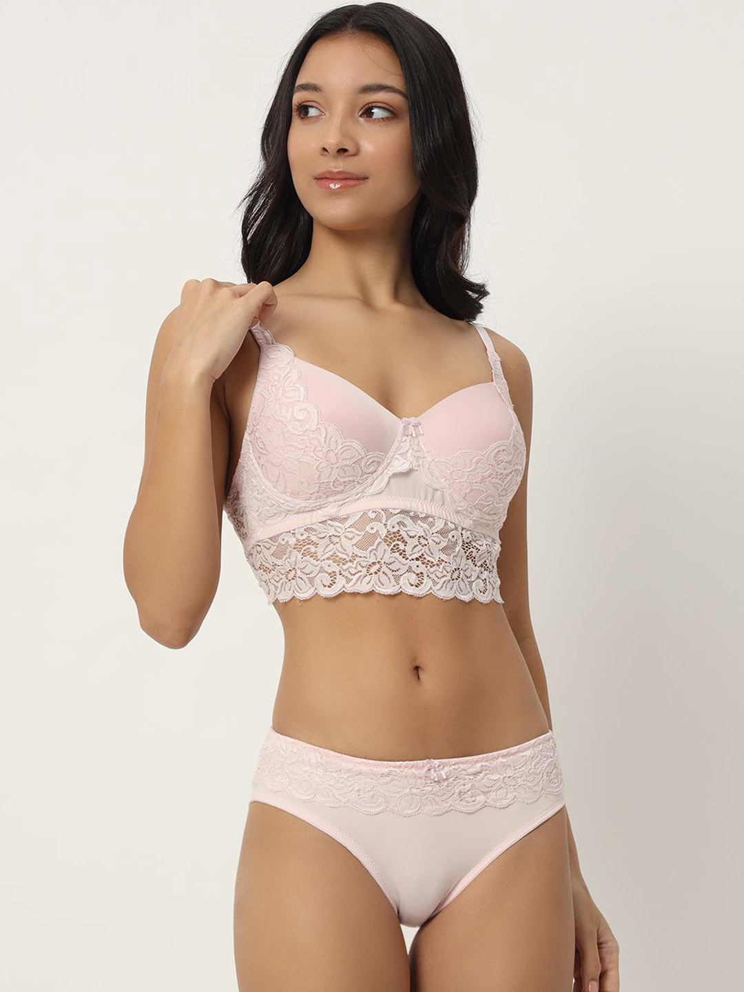 EFFEC Full Coverage Comfortable Wireless Padded Lingerie Set 1276_Light Green