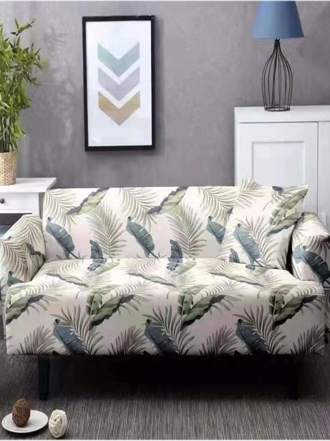 HOUSE OF QUIRK Four Seater Solid Polyster Sofa Cover With Arm