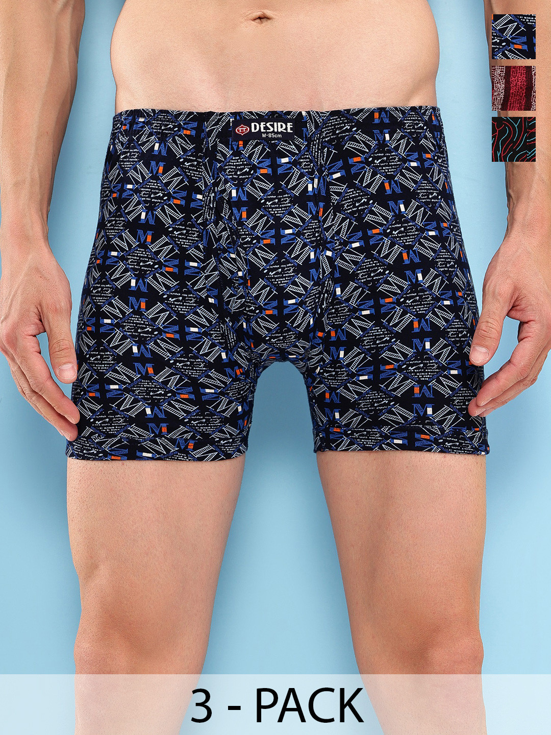 T.T. Pack Of 3 Assorted Trunks DES_PRNT_LNG_IE_PO3_BNM_95