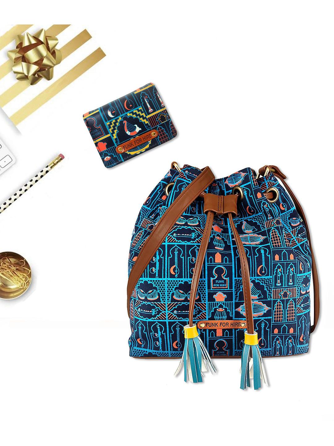 Funk For Hire Printed Bucket Sling Bag