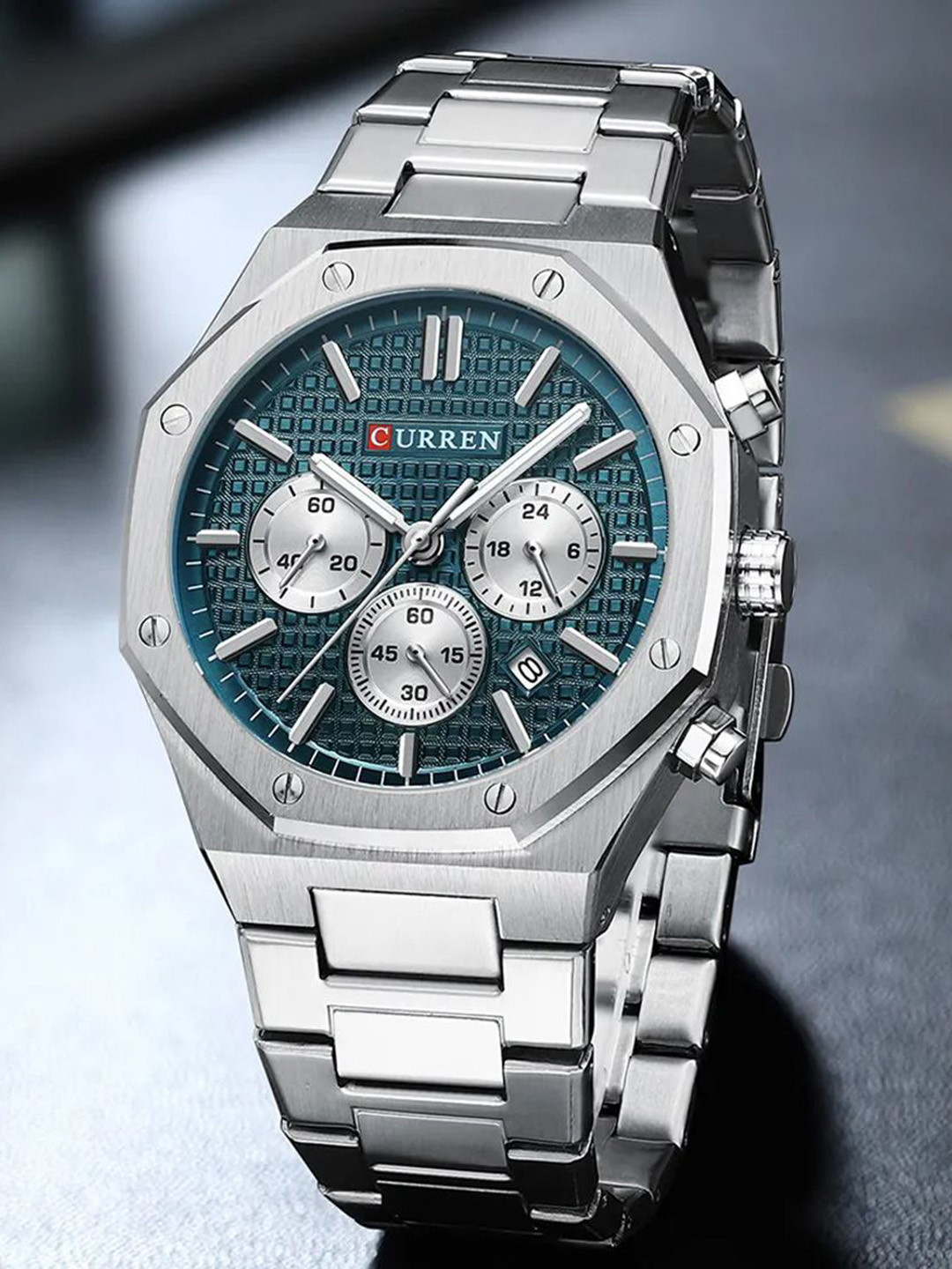 Curren Men Stainless Steel Bracelet Style Straps Analogue Watch CR-8440-PNP-Green