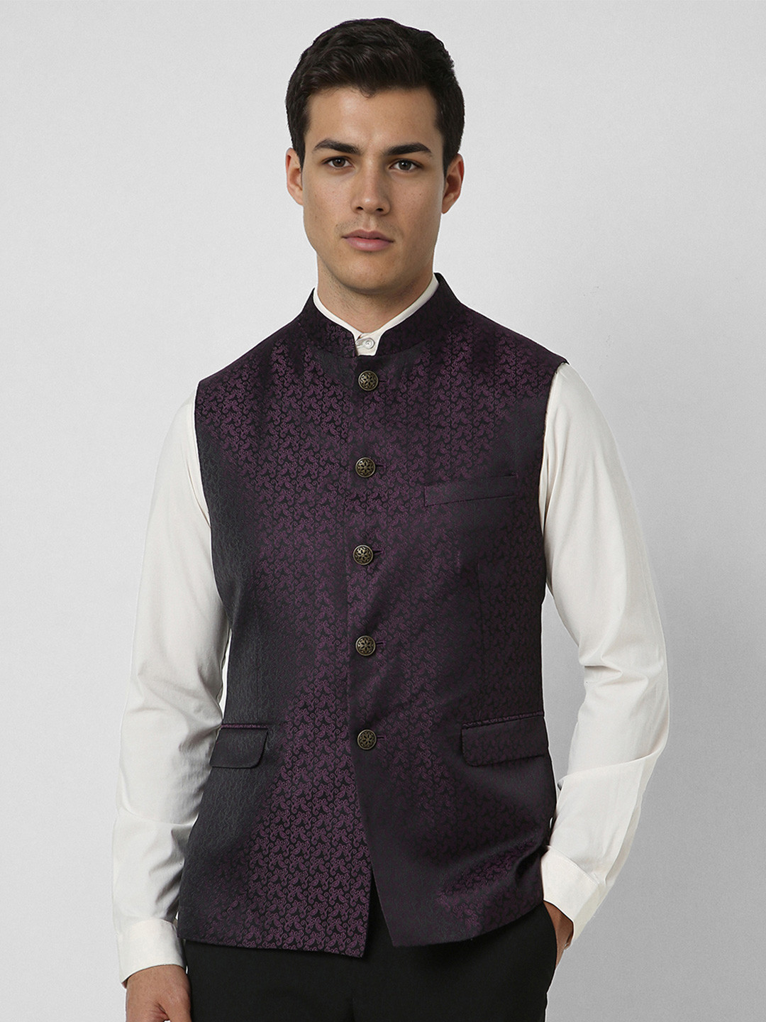 Van Heusen Printed Polyester Nehru Jacket