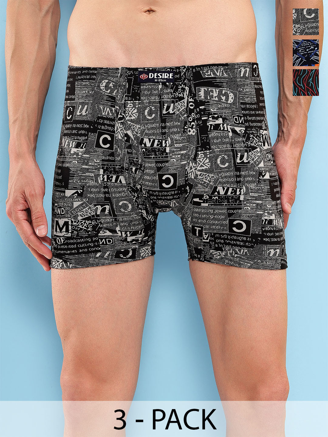 T.T. Pack Of 3 Assorted Trunks DES_PRNT_LNG_IE_PO3_BGN_80