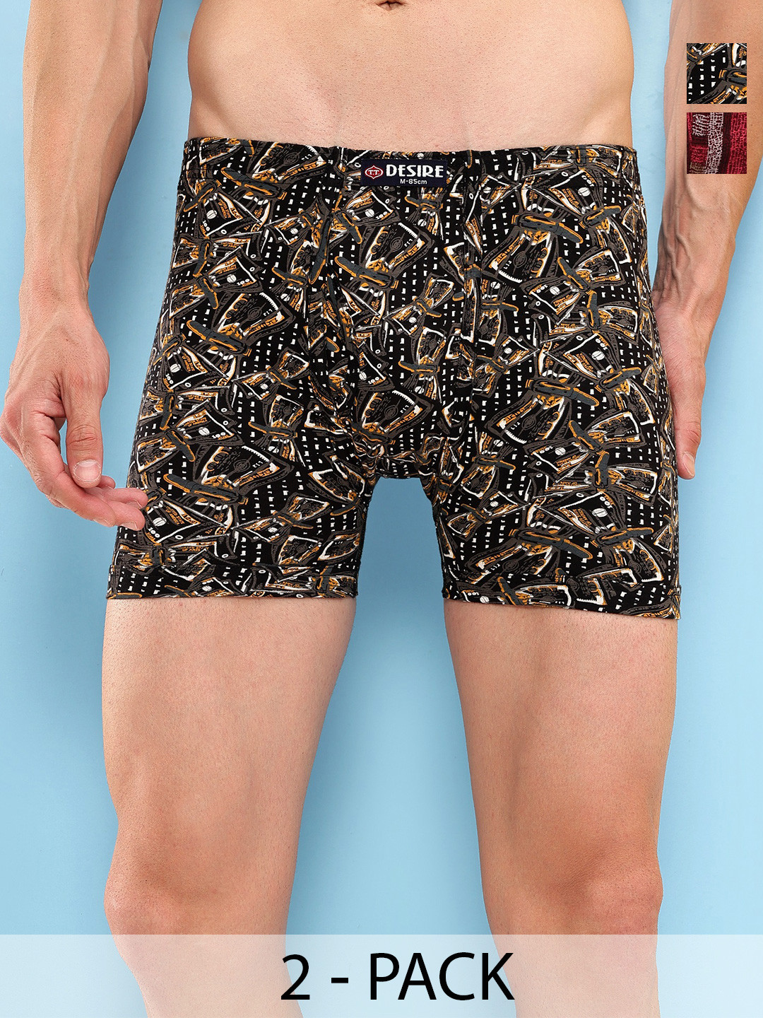 T.T. Pack Of 2  Assorted Trunks DES_PRNT_LNG_IE_PO2_DBRN-MRN_80