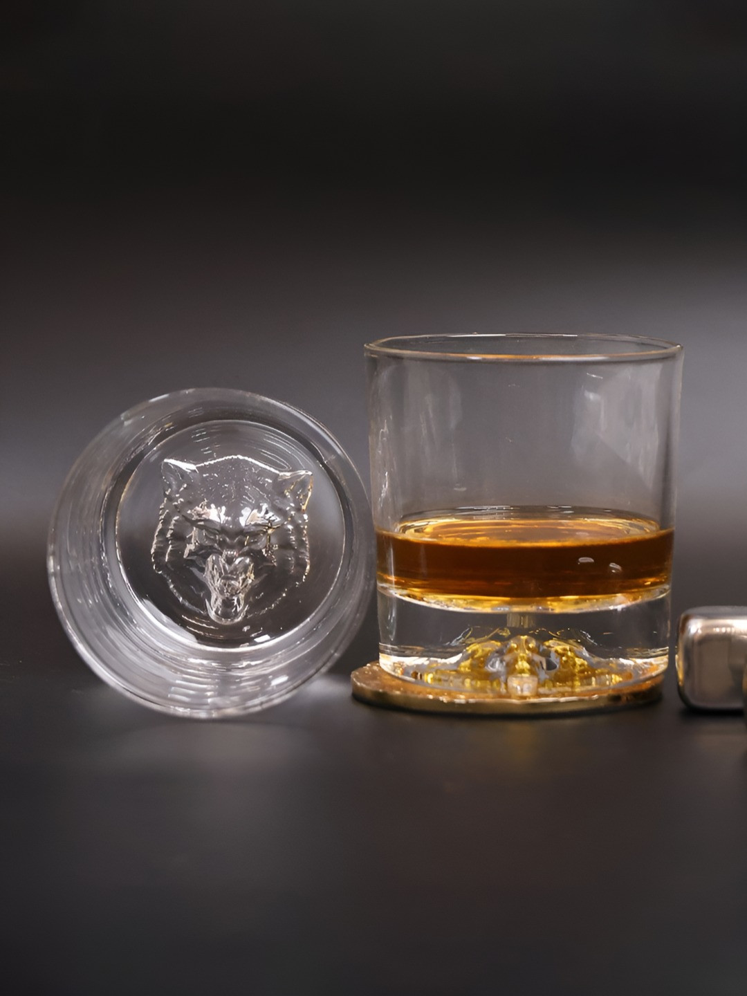 SMOKEY COCKTAIL Animal Shadow Whiskey Glass Set of 6 (Wolf)