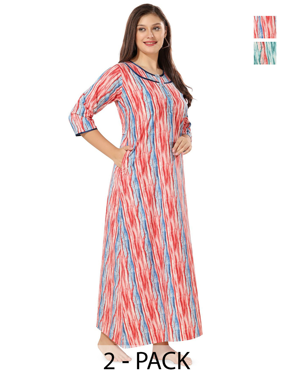Piu Striped Maxi Nightdress