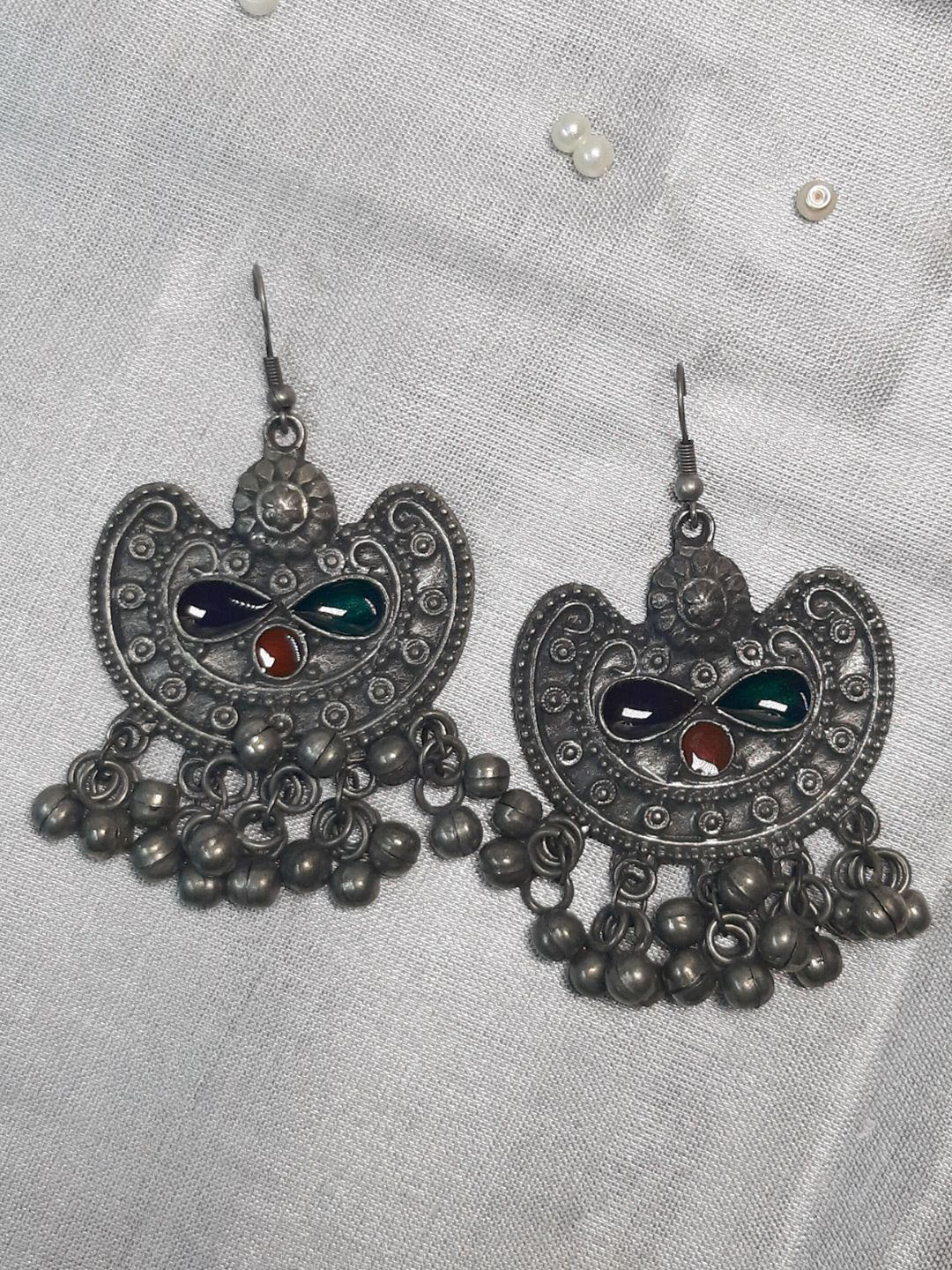 HOPMEE Artifcial Stones Studded Classic Shaped Antique Drop Earrings