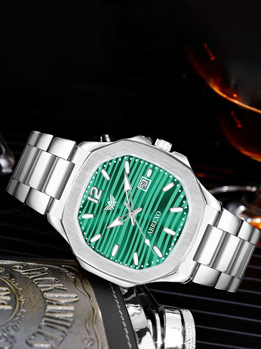 Abrexo Men Dial & Stainless Steel Bracelet Style Straps Analogue Watch Abx4572