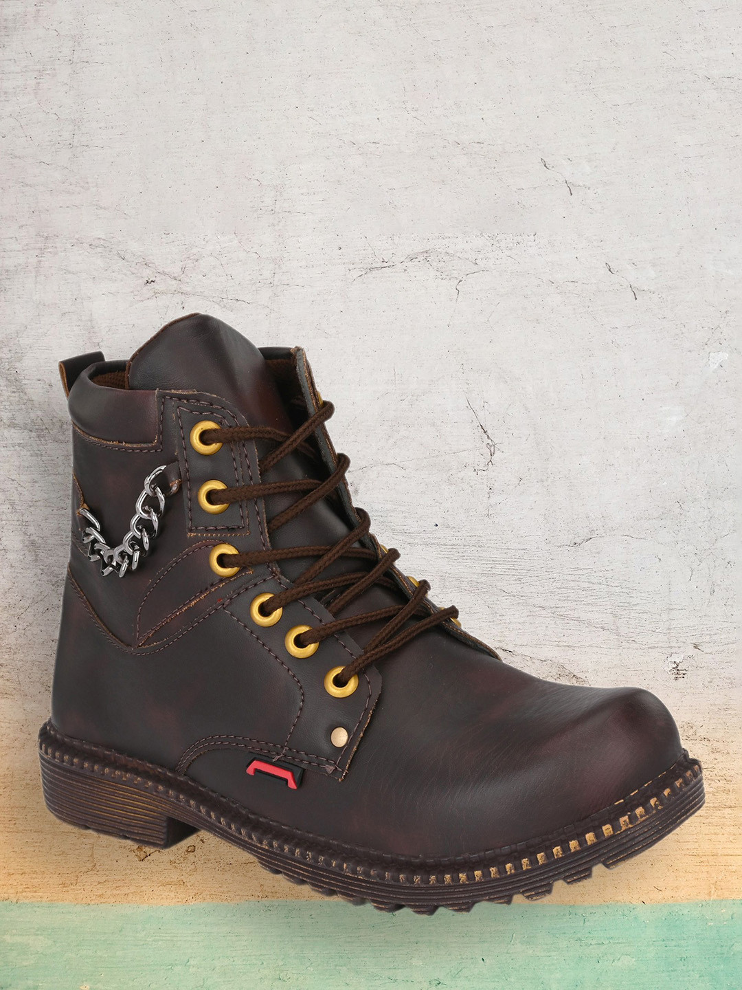 Shoe Island Robust-X Men Heavy Duty Lace-Ups High Ankle Biker Boots