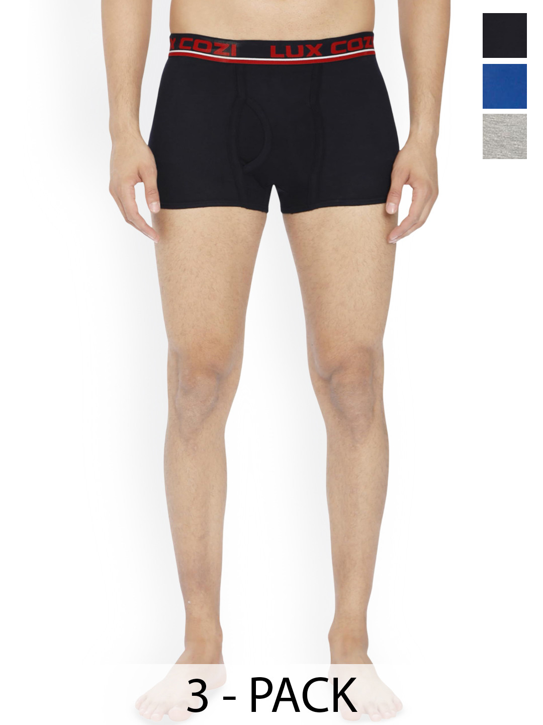 Lux Cozi Pure Cotton Pack Of 3 Assorted Trunks LUX_008_3F_BIGSHOT_SEMI_LONG_PLAIN_ASSTD_95