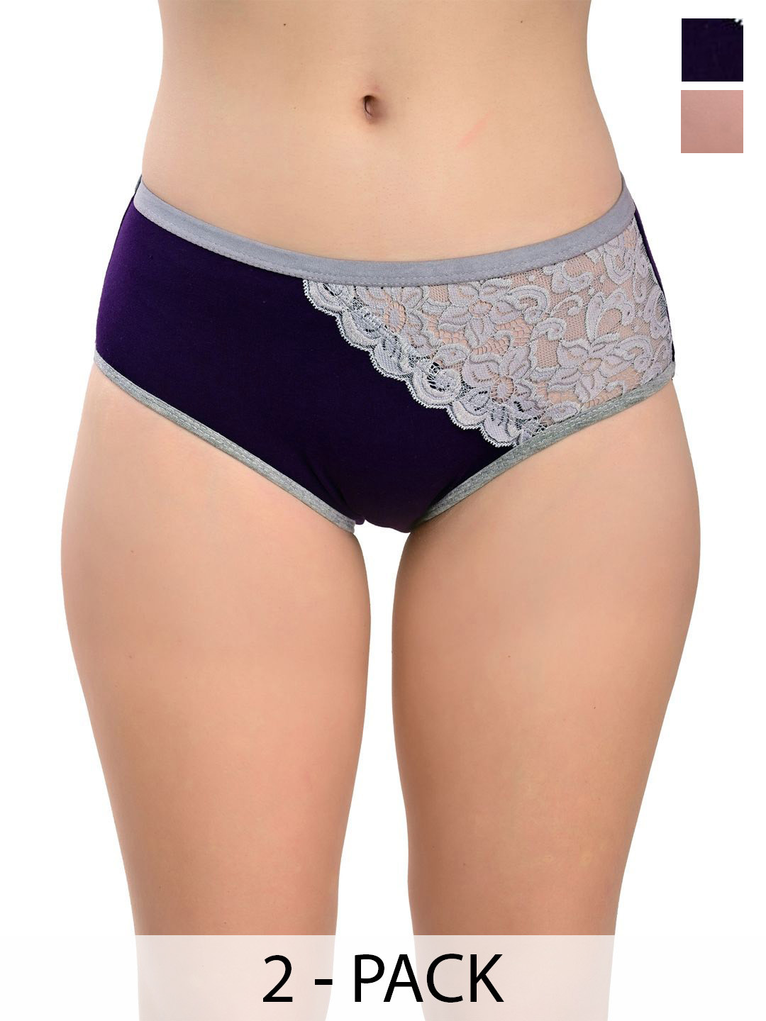 Valles365 by S.C. Pack Of 2 Crossnet Hipster Briefs CRNETCMBEGPUR-S