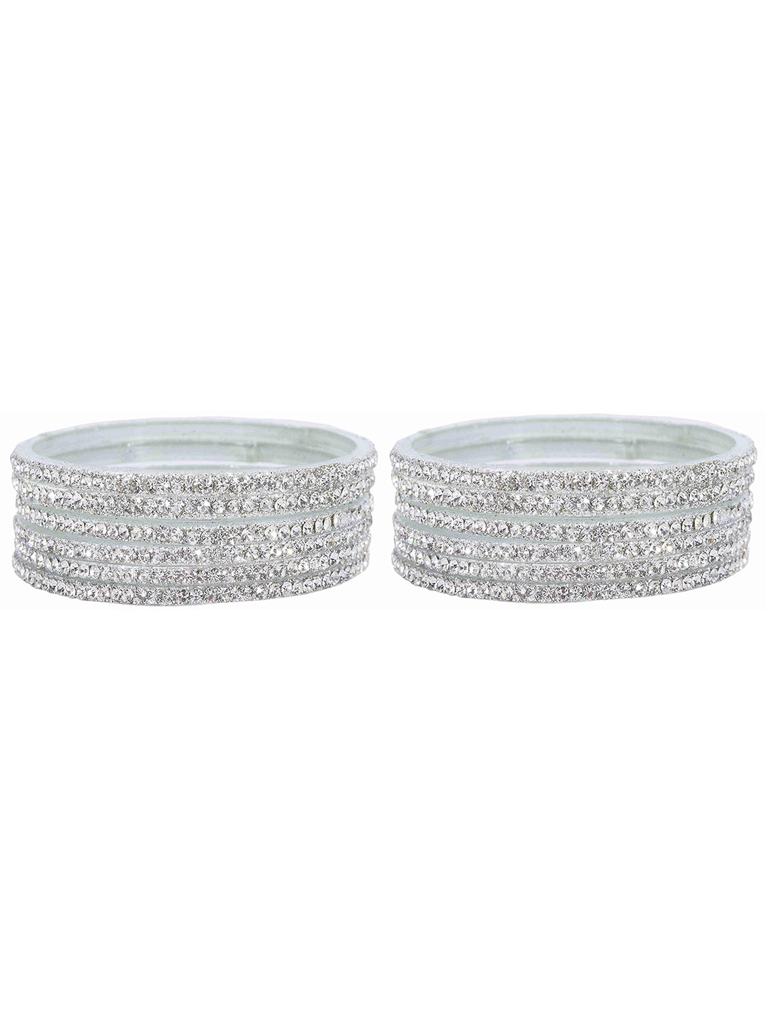 ZULKA Set Of 12 Zircon Gemstone Studded Glass Stylish Bangles