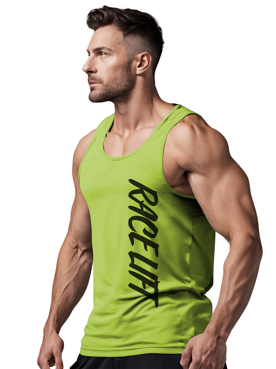 3Colors Printed Gym Vests VEST-NCUT-RACELIFT-GREEN_M
