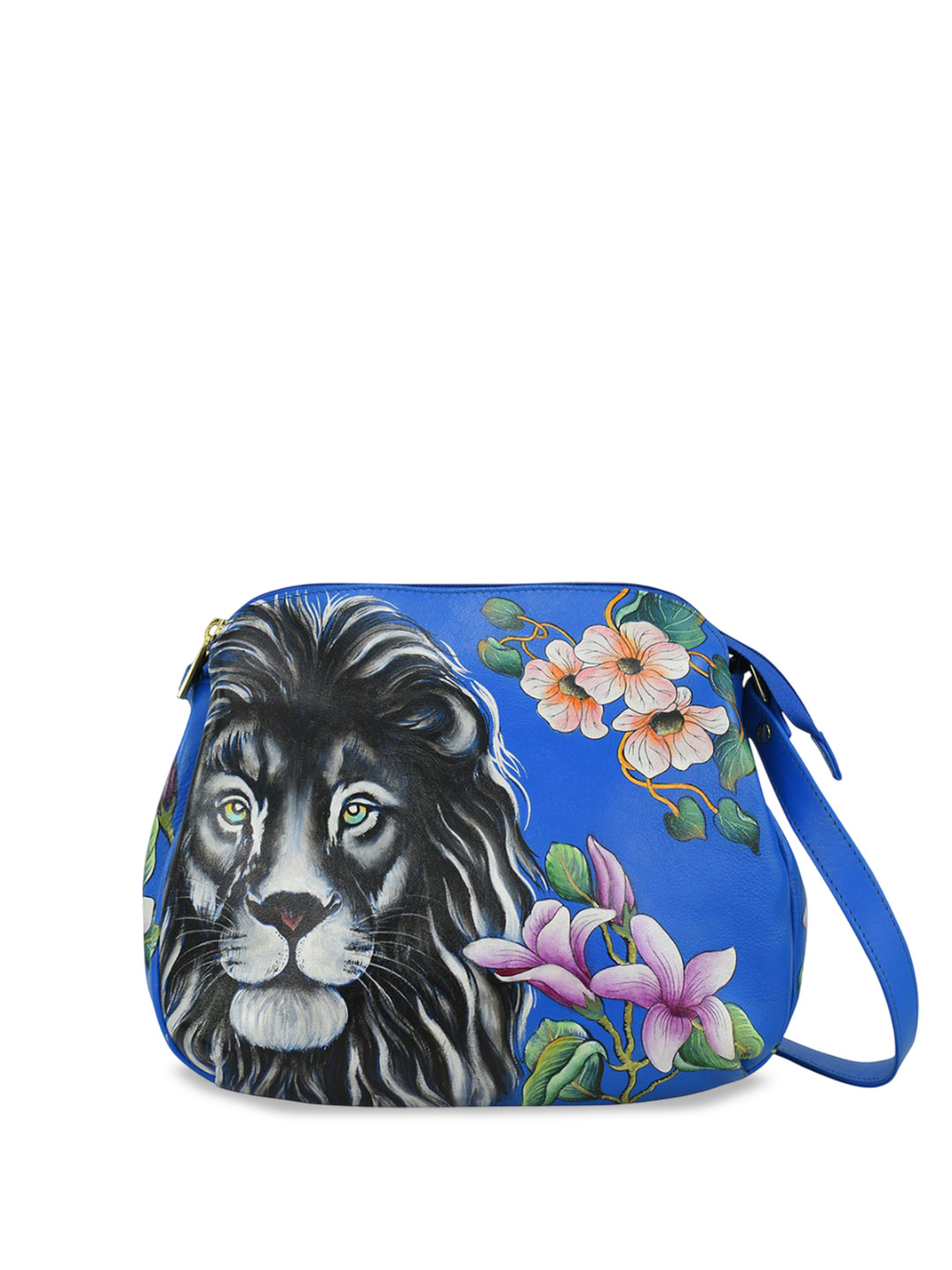 Anuschka Hand Painted Sapphire King Leather Multi Compartment Medium Bag