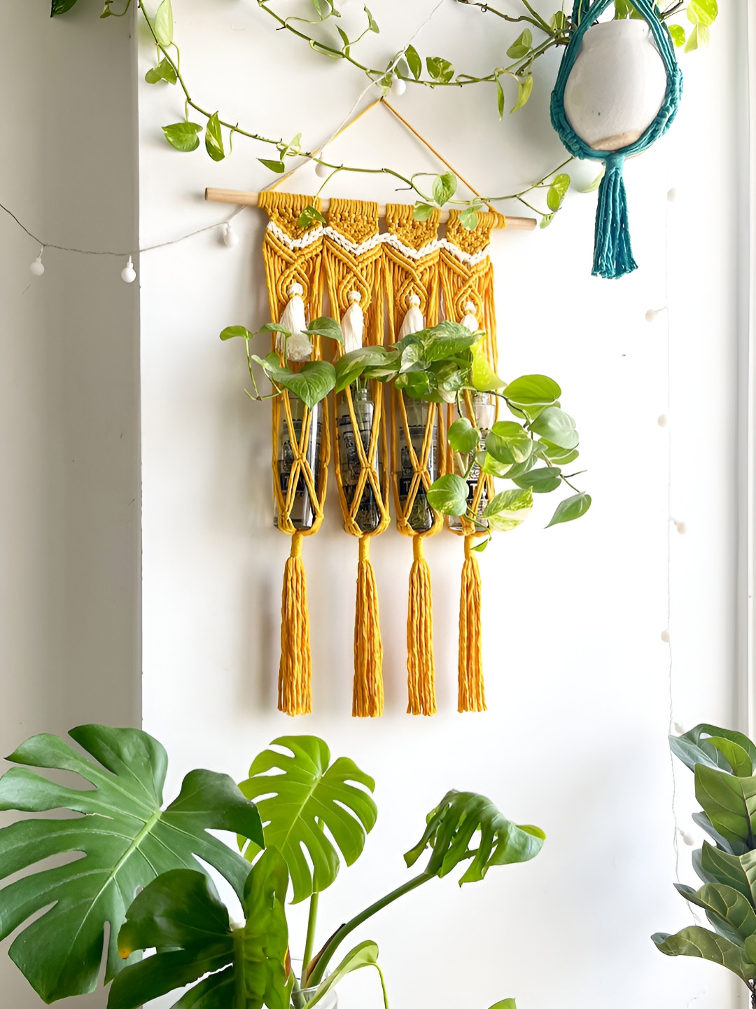 Story of Knots Yellow Handmade Wall Planter
