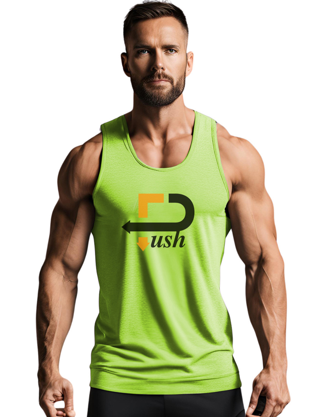 3Colors Printed Gym Vests VEST-NCUT-PUSH-GREEN_M