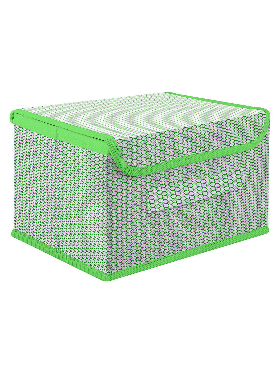 Kuber Industries Green & White Drawer Storage Box Organiser