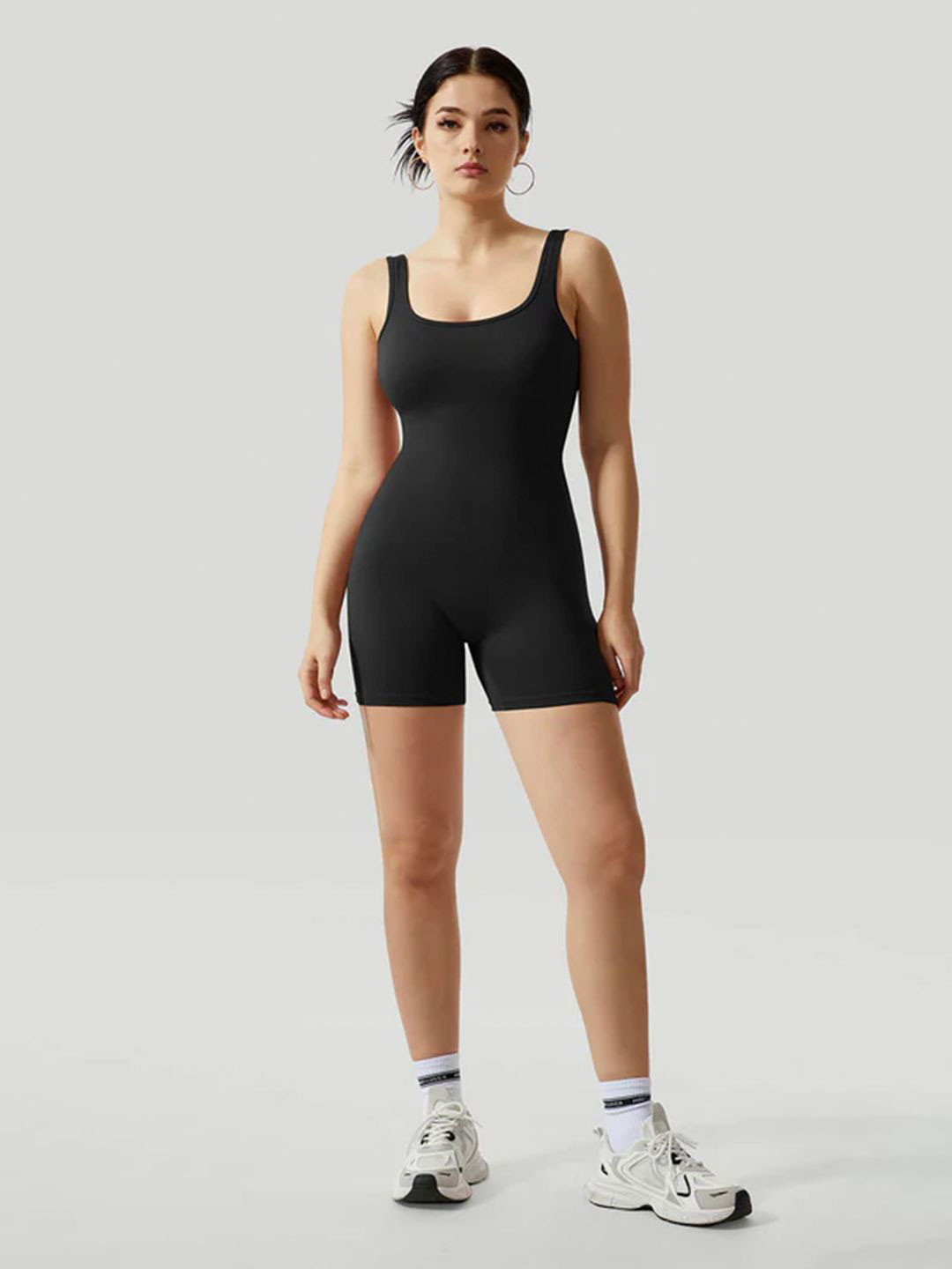 Cheekee Women Solid V Back Romper Playsuit