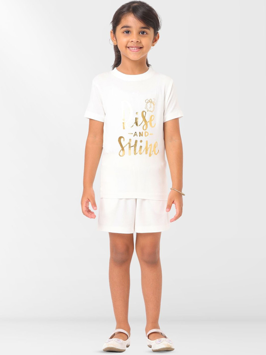 Nuego Kids Girls Graphic Print Modal T-Shirt with Shorts Night Suit