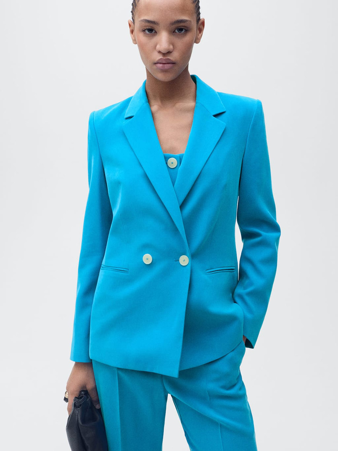 MANGO Straight Fit Double-Breasted Party Blazer