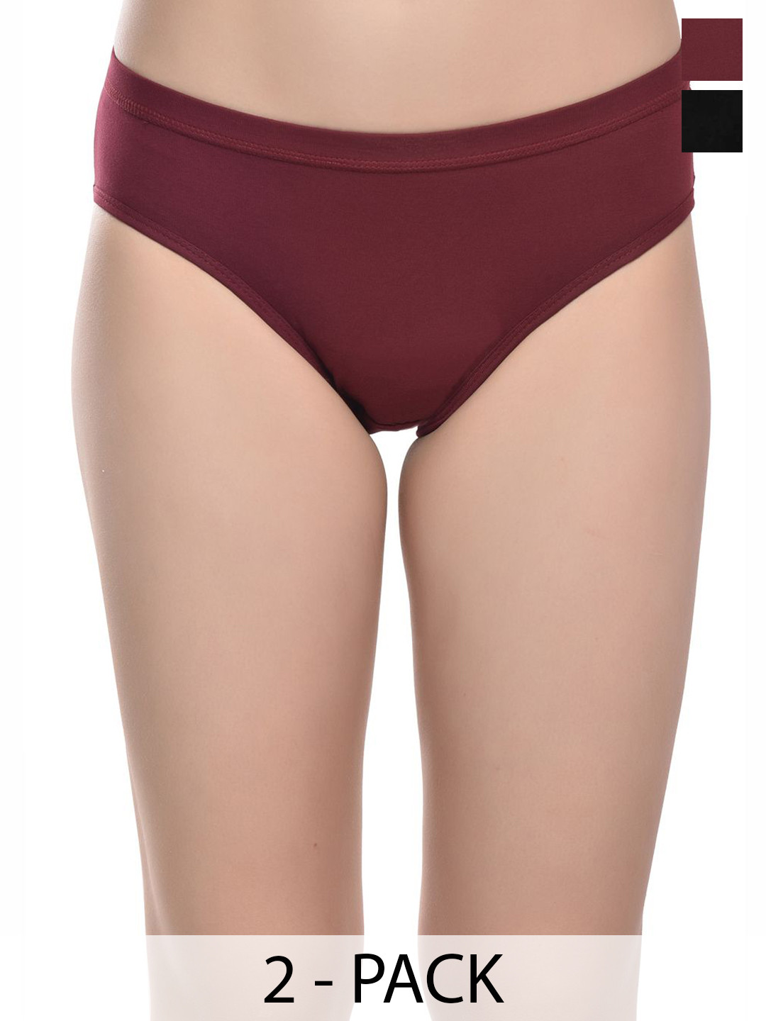Valles365 by S.C Women Pack Of 2 Cotton Period Briefs PEPN2BLKMAR-S