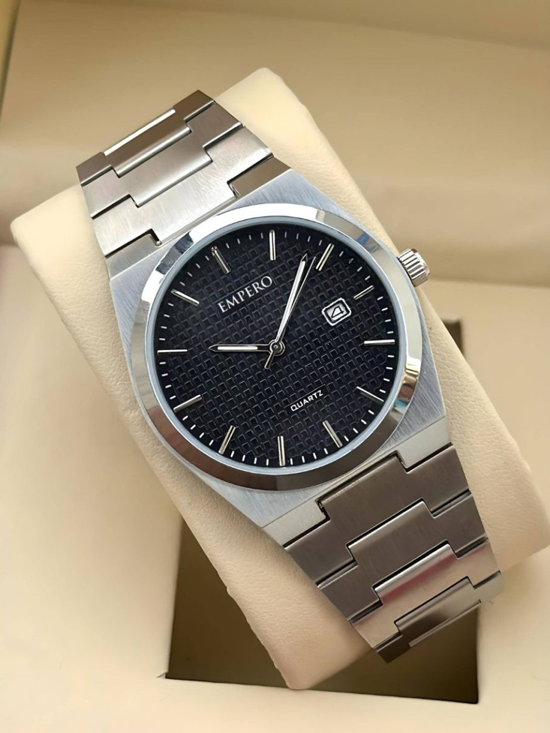 EMPERO Men Brass Skeleton Dial & Stainless Steel Straps Analogue Multi Function Watch EAB216 Date Black