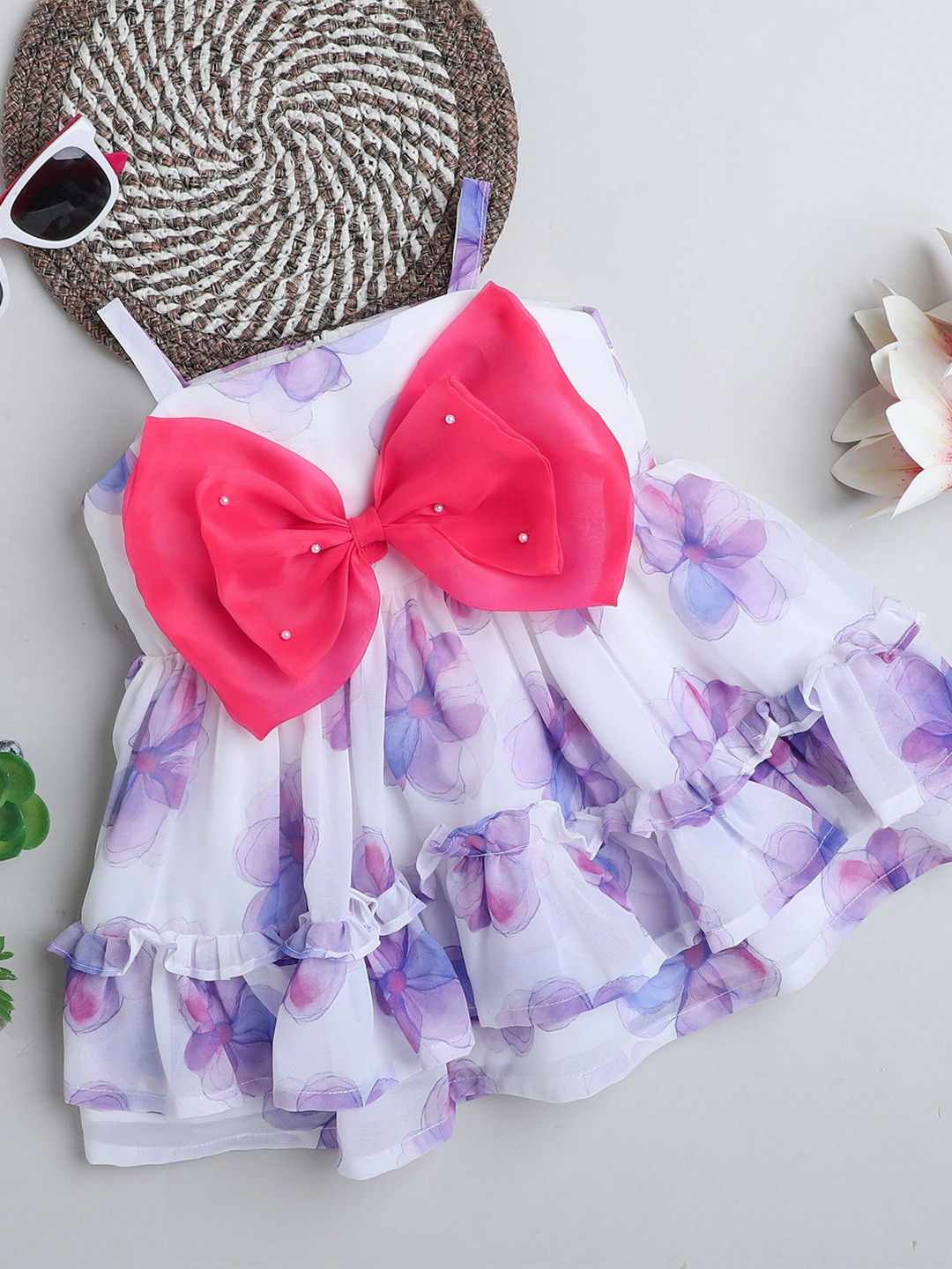 MANY FROCKS & Floral Print Georgette Fit & Flare Dress