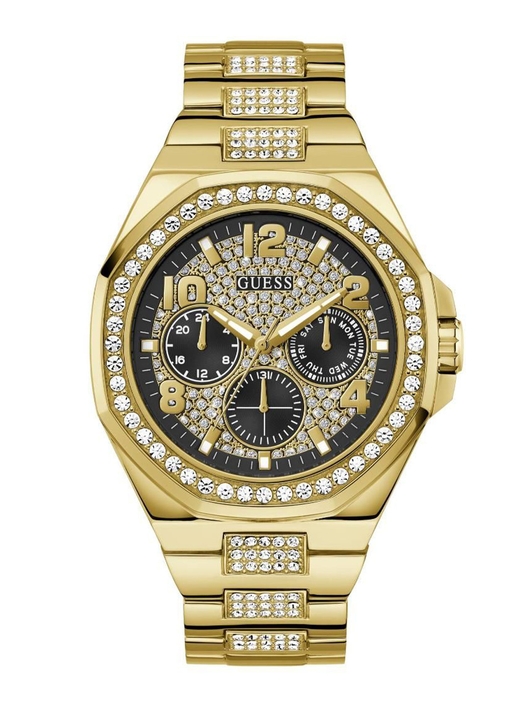 GUESS Men Brass Dial & Stainless Steel Bracelet Style Straps Analogue Watch GW0785G2
