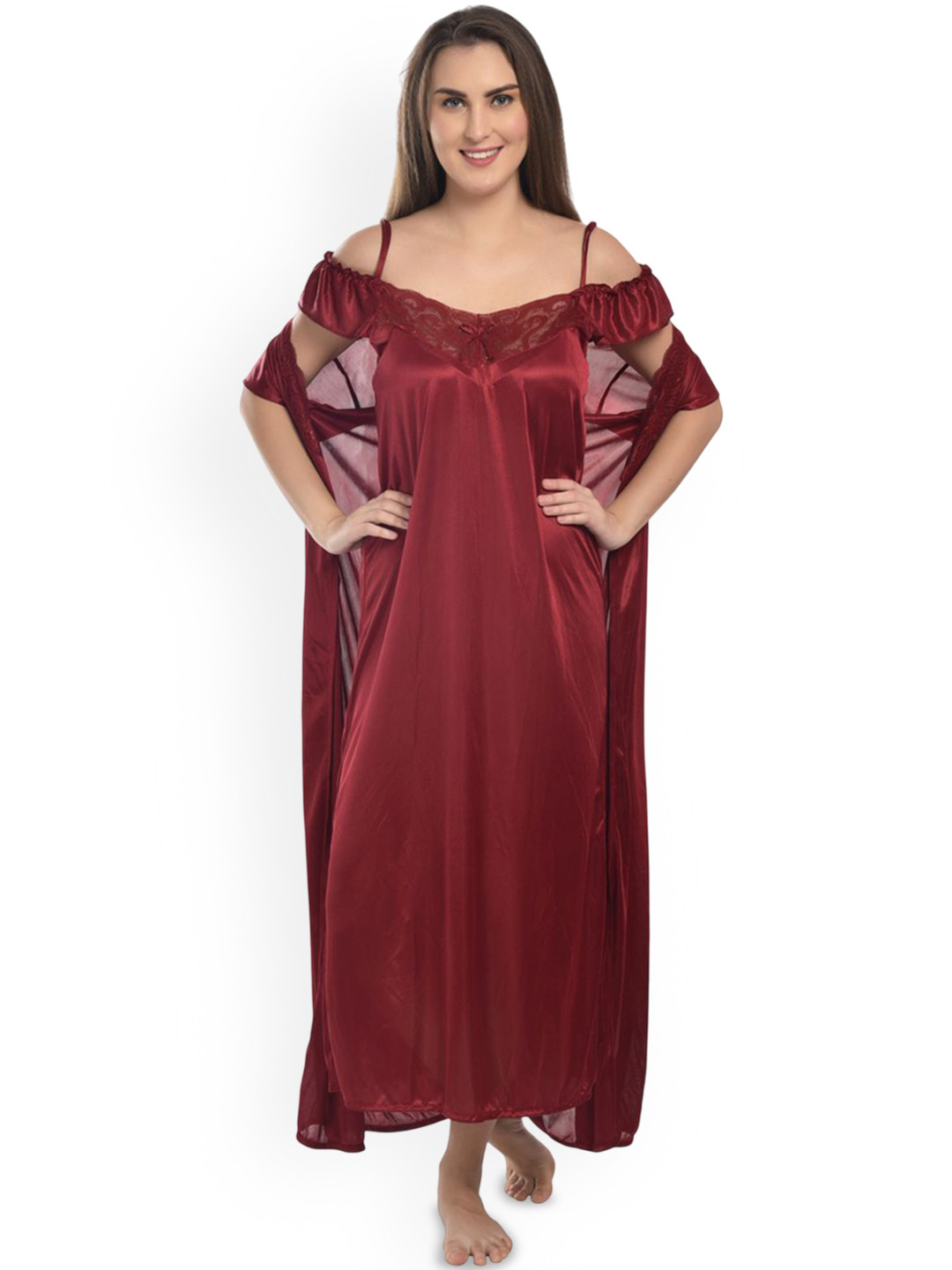 new blue eyes 4-Piece Satin Nightdress Set