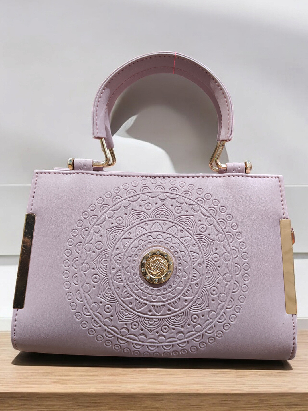 AAIFA Textured PU Structured Satchel with Cut Work