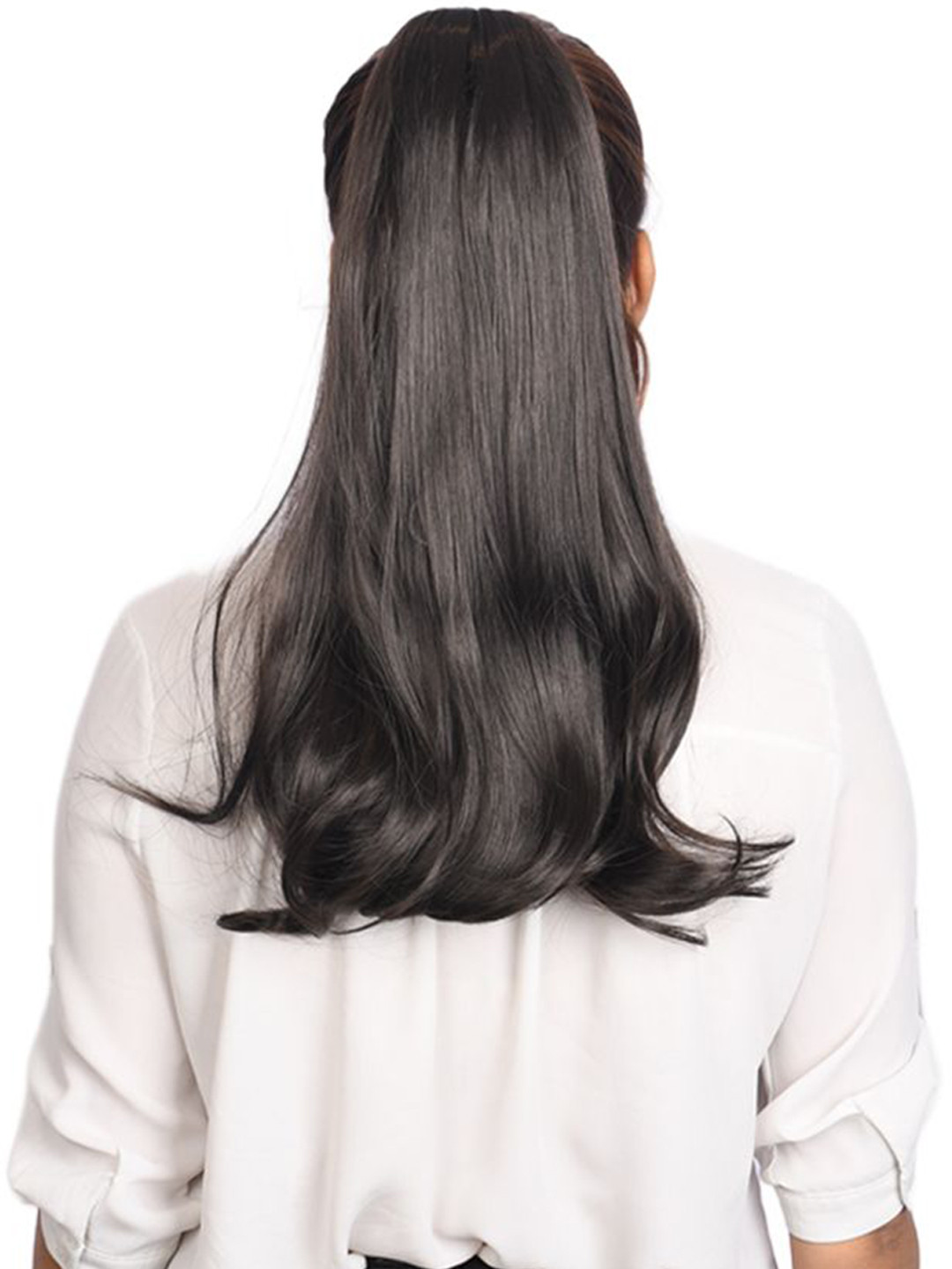 EL CABELL Clip In Wavy Ponytail Hair Extension Brown 20 Inch