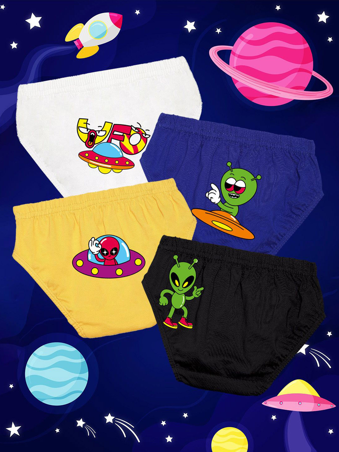 NUSYL Boys Pack Of 4 Printed Cotton Basic Briefs NUBCBRFPO4.0064