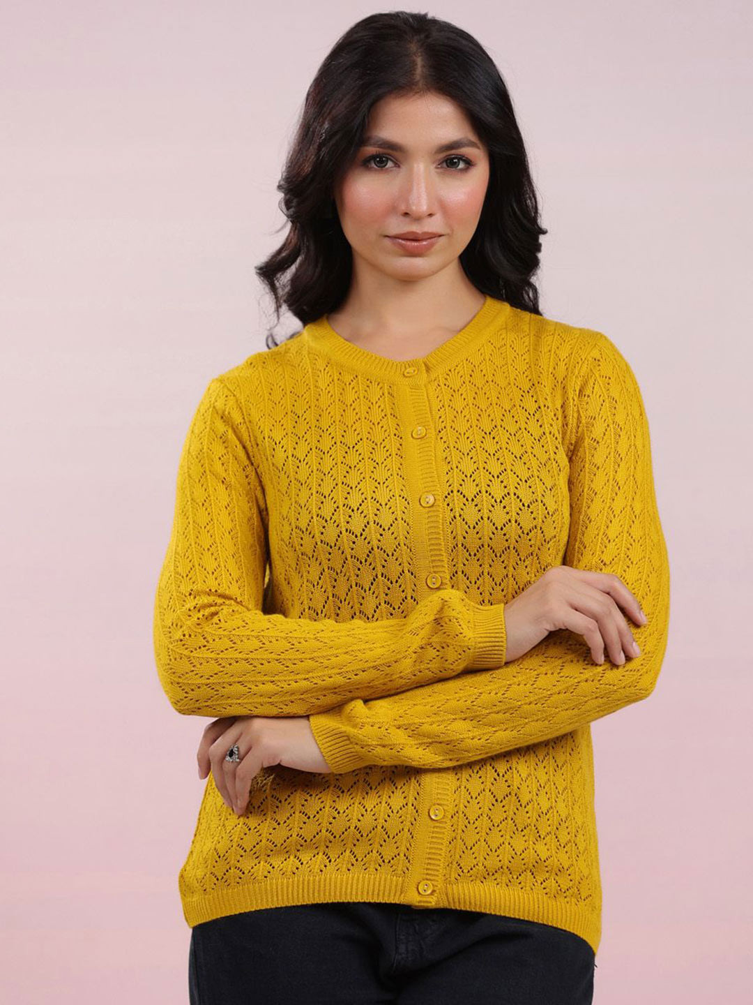 KALINI Woolen Self Design Winter Cardigan Shrug