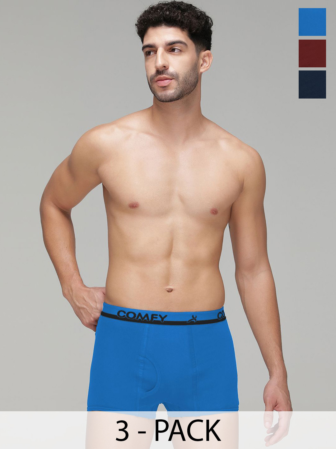 AMUL COMFY Pack Of 3 Pure Cotton Mini Trunks - AC-MTROE-AF-MA-SB-S-3PC