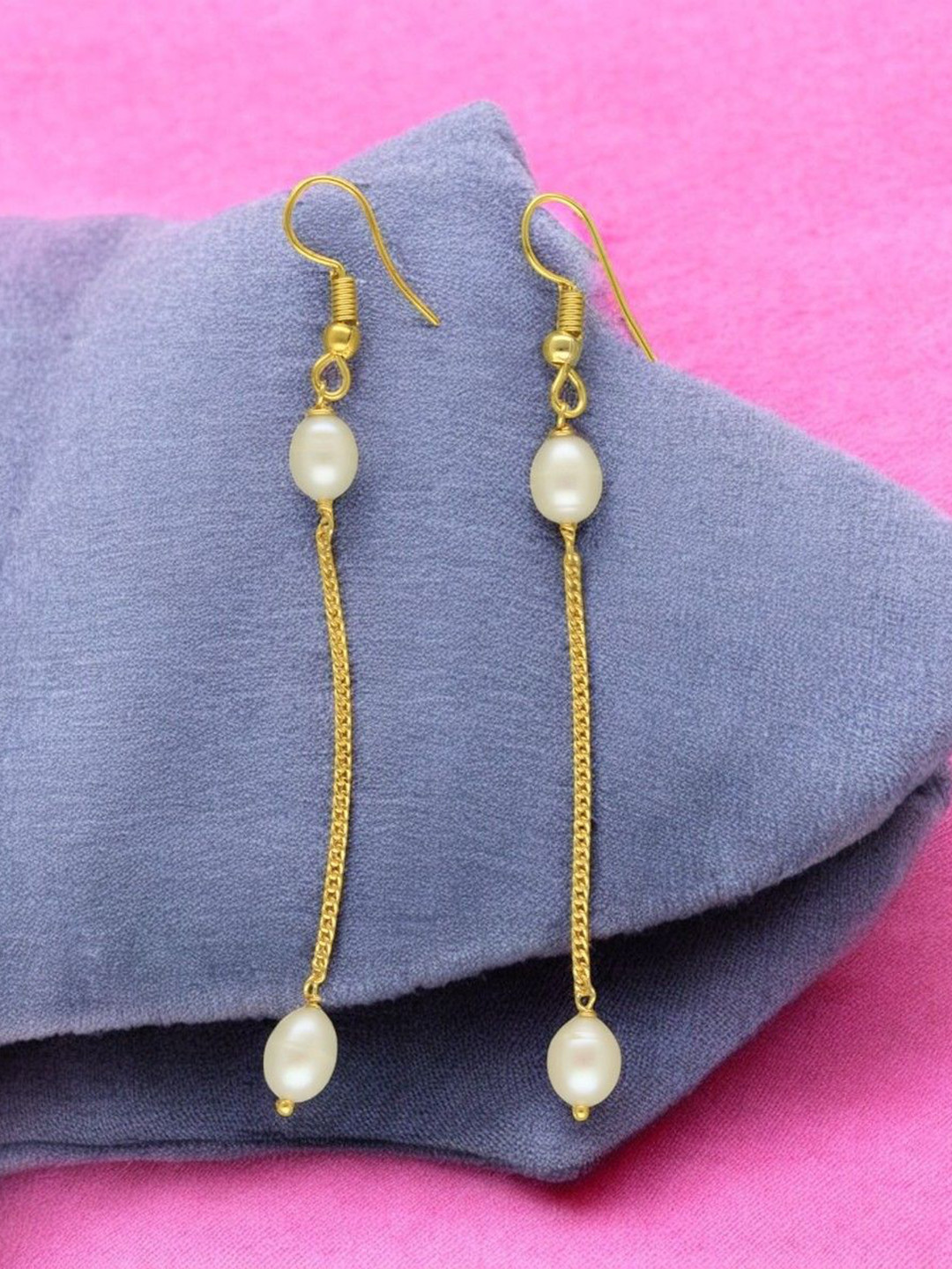 Sri Jagdamba Pearls Dealer The Lorie Gold-Plated Pearls Beaded Contemporary Drop Earrings
