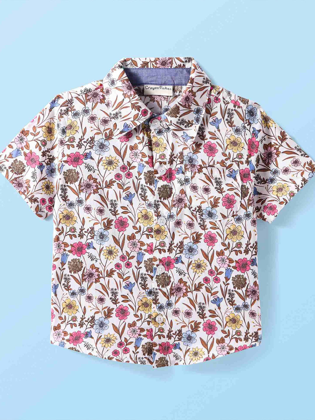 CrayonFlakes Floral Viscose Rayon Short Sleeves Shirt