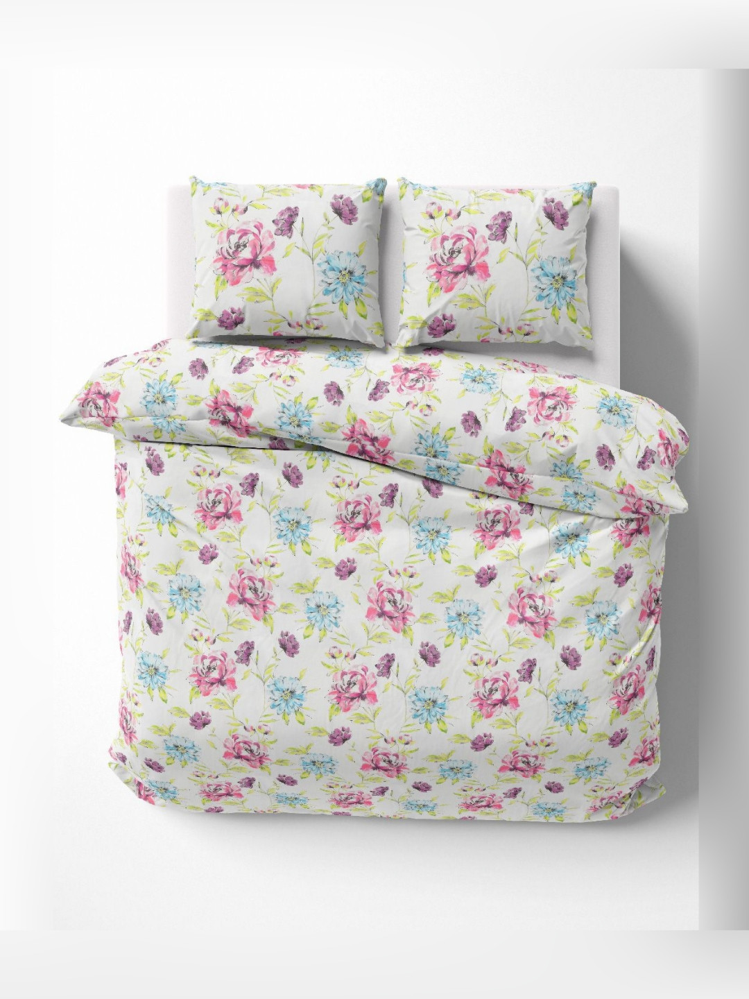 VINTANA Pixel Art Pink Floral Cotton 300 TC King Fine Bedsheet with 2 Pillow Covers-98 x 89 inches