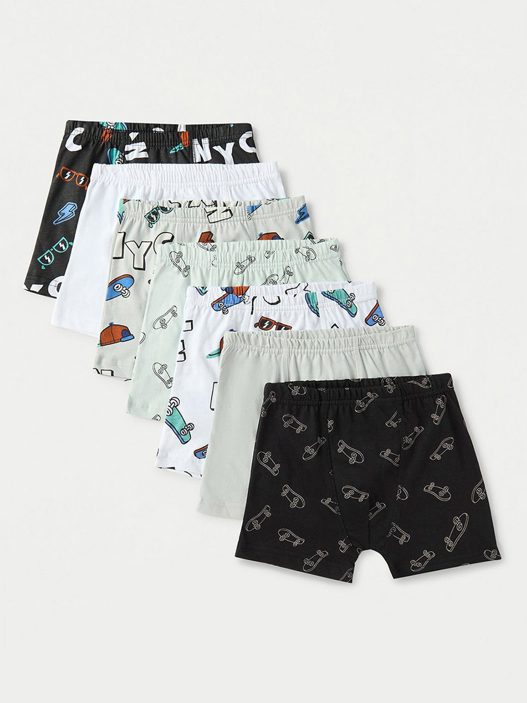 Juniors by Babyshop Boys 7-Pcs Printed Cotton Trunks H52-A6-24-706MULTICOLOUR-Multicolour