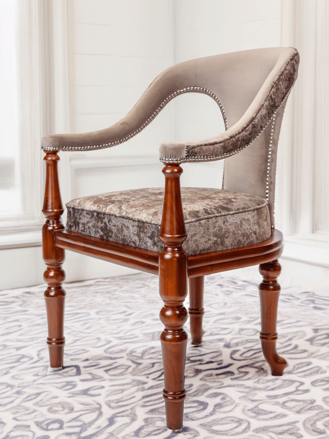 Sujan Carnival Funiture Brown Teak Wood Royal Chairs