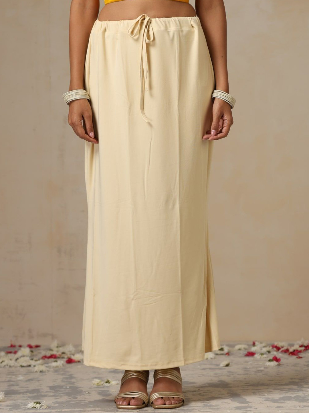 Swtantra Stretchy Beige Knit Petticoat With Drawstring